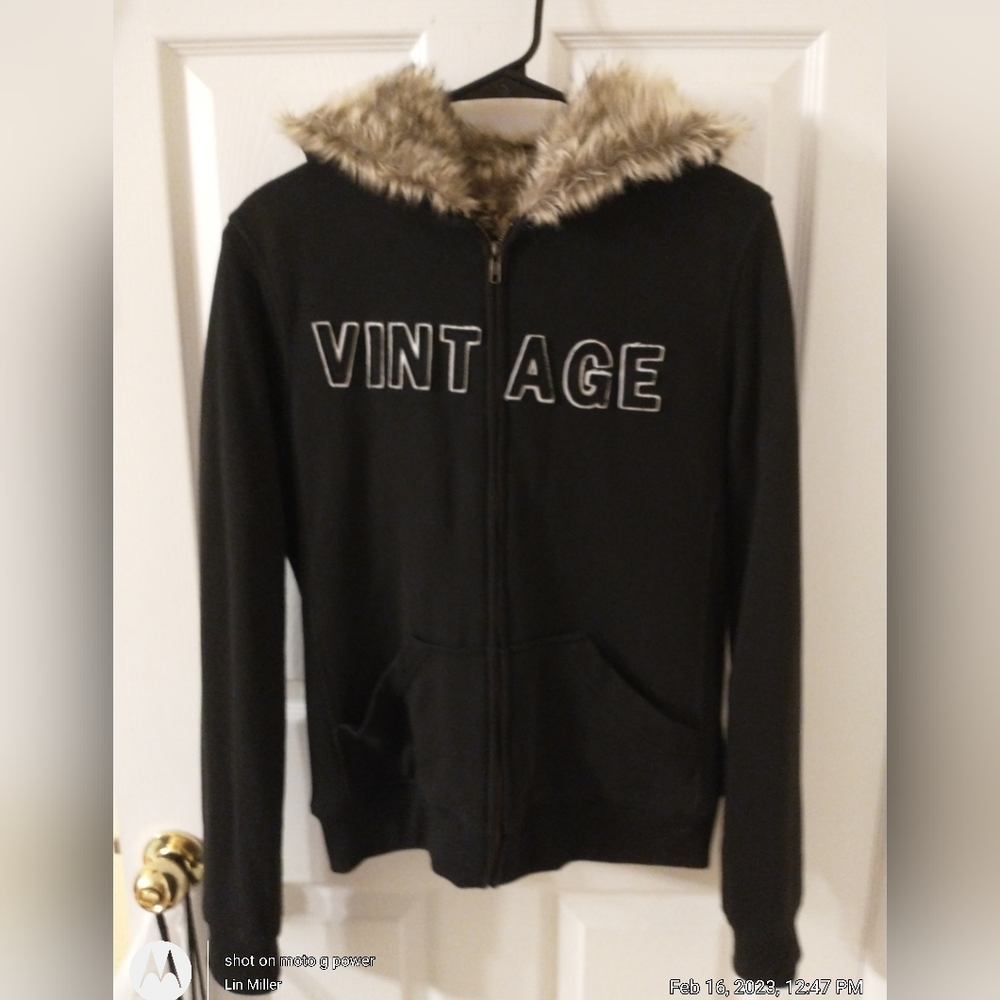 Black Dorothy Blue Fur Hoody Jacket